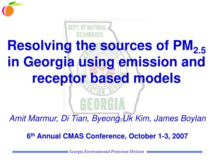 resolving the sources of pm 2 5 in georgia using emission and receptor based models