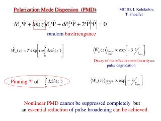 Polarization Mode Dispersion (PMD)
