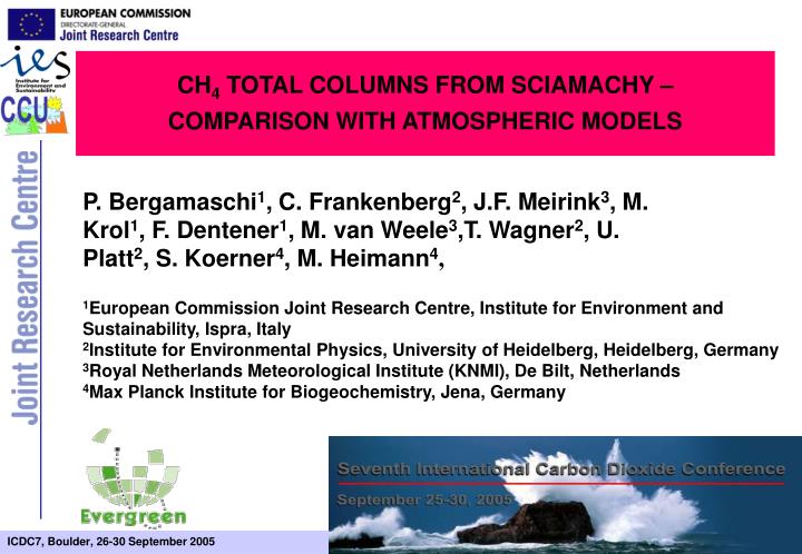 ch 4 total columns from sciamachy comparison with atmospheric models