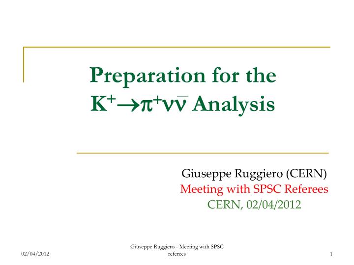 preparation for the k p nn analysis