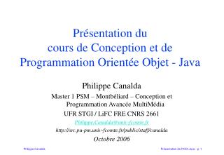 pr sentation du cours de conception et de programmation orient e objet java