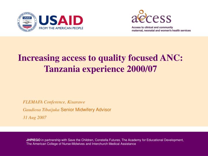 increasing access to quality focused anc tanzania experience 2000 07