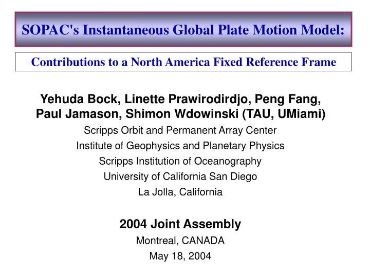 sopac s instantaneous global plate motion model