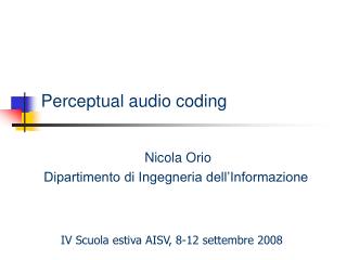 Perceptual audio coding