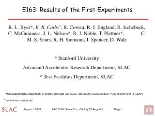 E163: Results of the First Experiments