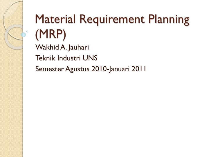 material requirement planning mrp