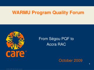 WARMU Program Quality Forum