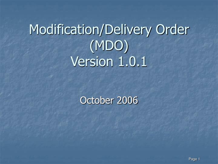 modification delivery order mdo version 1 0 1