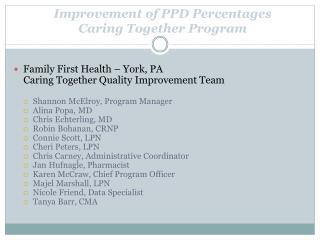 Improvement of PPD Percentages Caring Together Program