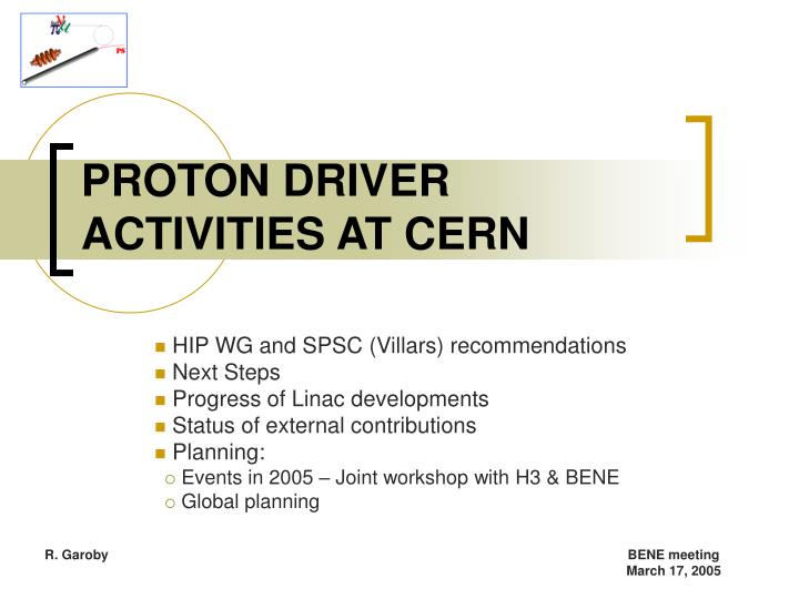 proton driver activities at cern