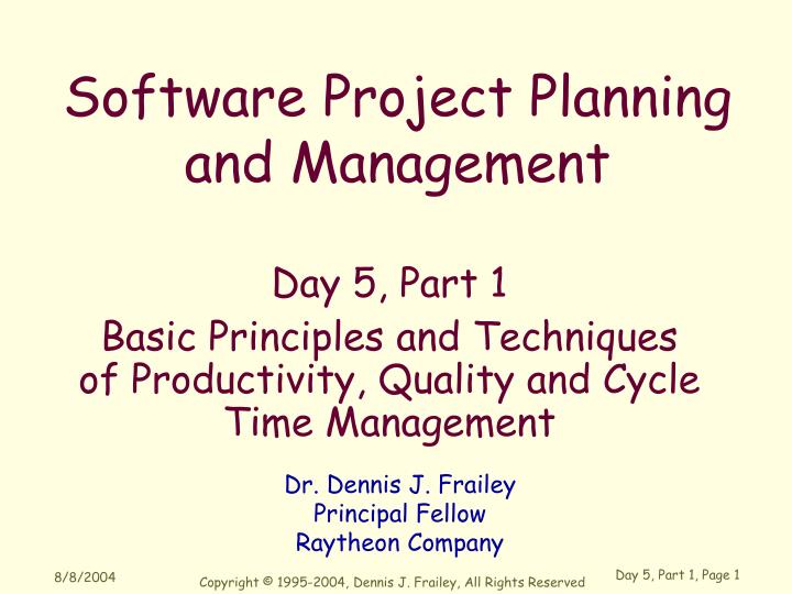 day 5 part 1 basic principles and techniques of productivity quality and cycle time management
