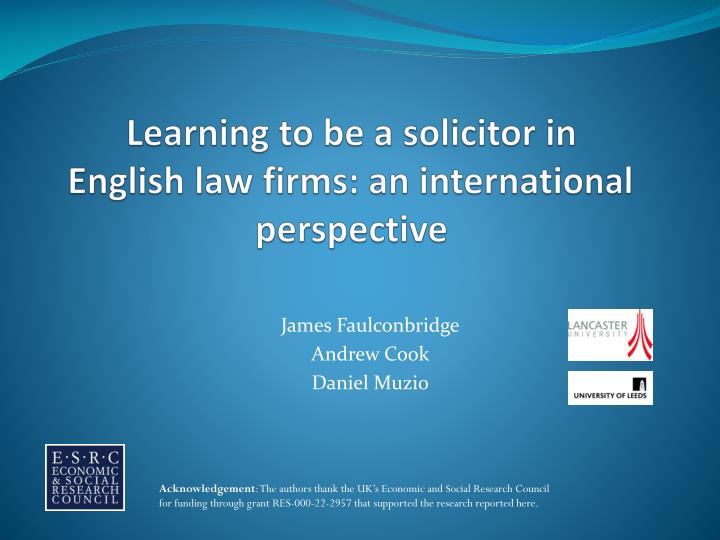 learning to be a solicitor in english law firms an international perspective