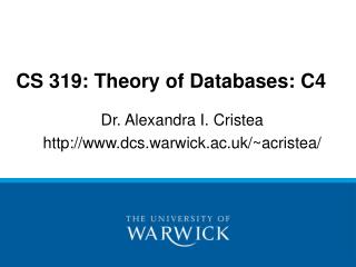 CS 319: Theory of Databases: C4