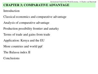 Introduction Classical economics and comparative advantage Analysis of comparative advantage