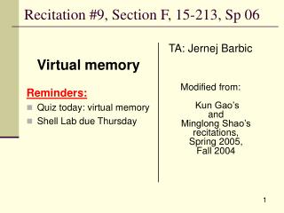 Recitation #9, Section F, 15-213, Sp 06