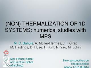(NON) THERMALIZATION OF 1D SYSTEMS: numerical studies with MPS