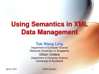 Using Semantics in XML Data Management