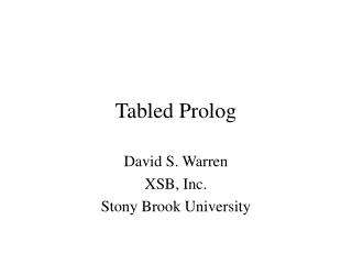 Tabled Prolog