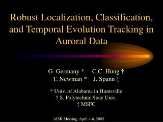 Robust Localization, Classification, and Temporal Evolution Tracking in Auroral Data