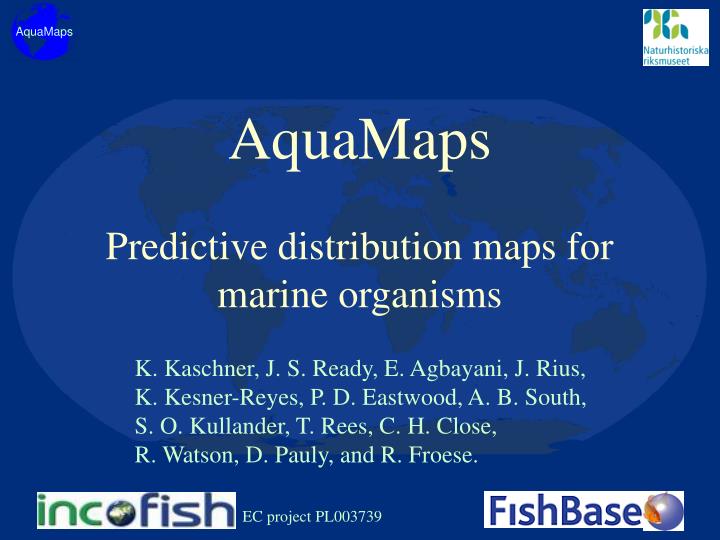 aquamaps predictive distribution maps for marine organisms