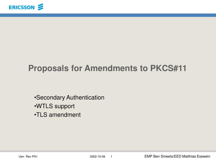 proposals for amendments to pkcs 11