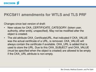 PKCS#11 amendments for WTLS and TLS PRF
