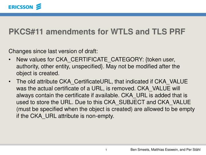 pkcs 11 amendments for wtls and tls prf