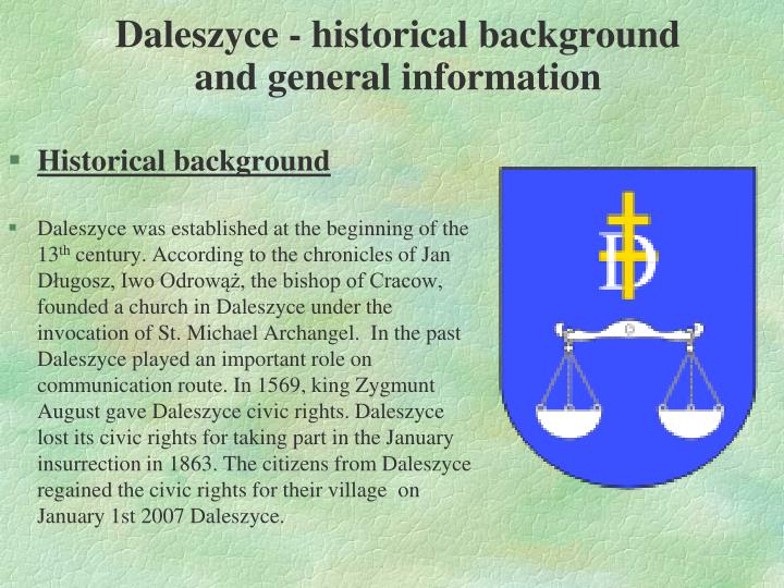 daleszyce historical background and general information