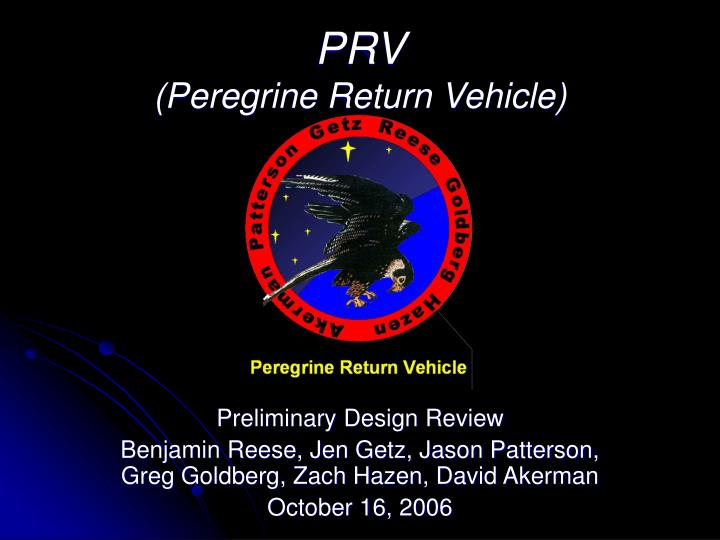 prv peregrine return vehicle