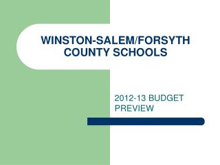 WINSTON-SALEM/FORSYTH COUNTY SCHOOLS