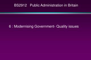 BS2912 Public Administration in Britain