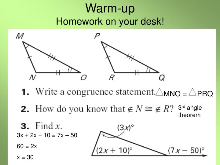 warm up homework on your desk