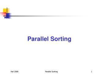 Parallel Sorting