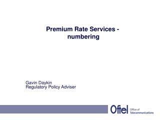Premium Rate Services - numbering