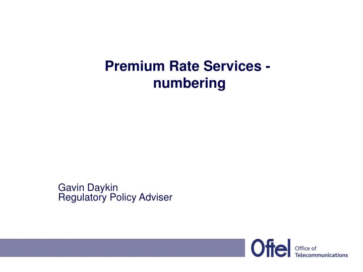 premium rate services numbering