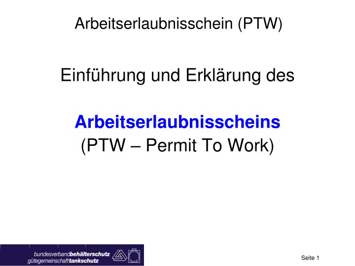 arbeitserlaubnisschein ptw