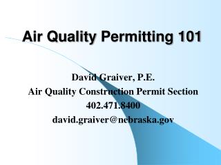 Air Quality Permitting 101