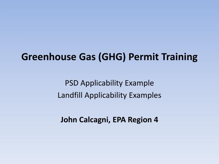 greenhouse gas ghg permit training