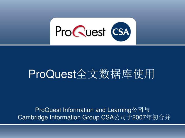 proquest information and learning cambridge information group csa 2007