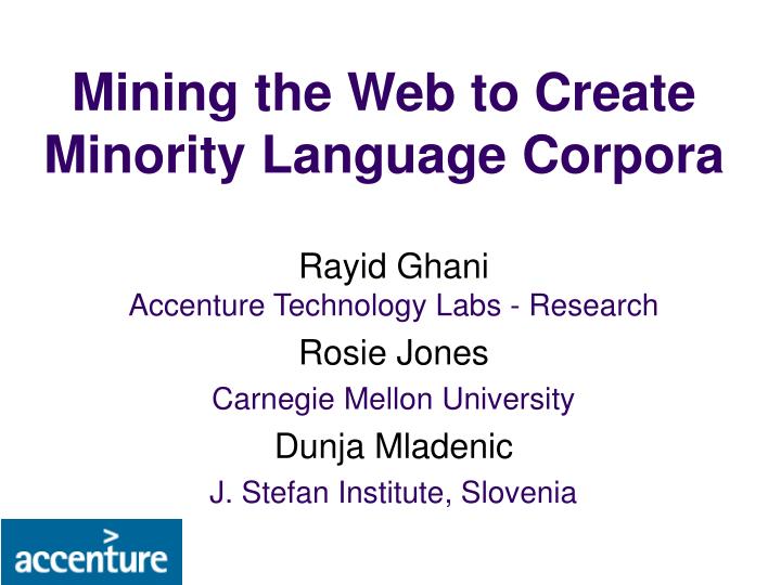 mining the web to create minority language corpora