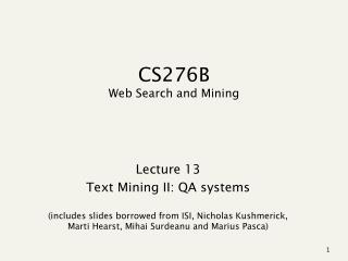 CS276B Web Search and Mining