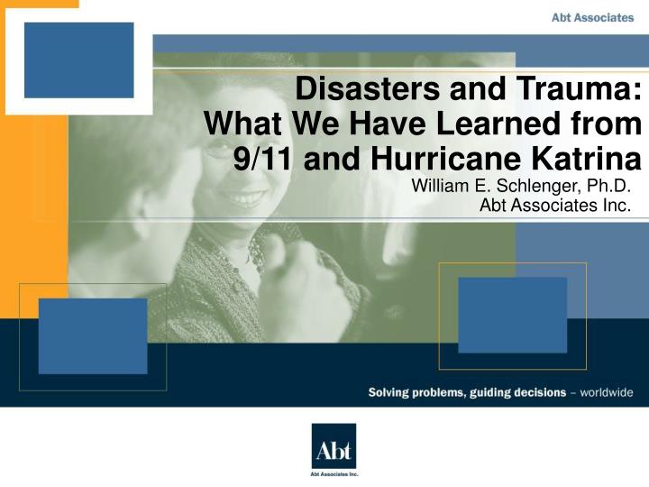 disasters and trauma what we have learned from 9 11 and hurricane katrina