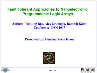 Fault Tolerant Approaches to Nanoelectronic Programmable Logic Arrays