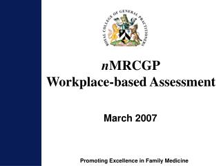 n MRCGP Workplace-based Assessment