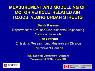 MEASUREMENT AND MODELLING OF MOTOR VEHICLE RELATED AIR TOXICS ALONG URBAN STREETS