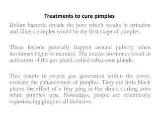 Treatments to cure pimples
