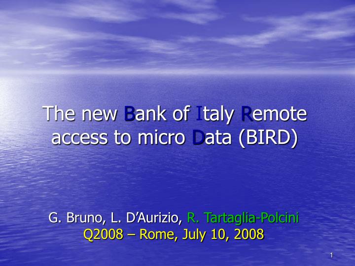 the new b ank of i taly r emote access to micro d ata bird