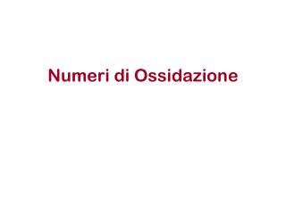 numeri di ossidazione
