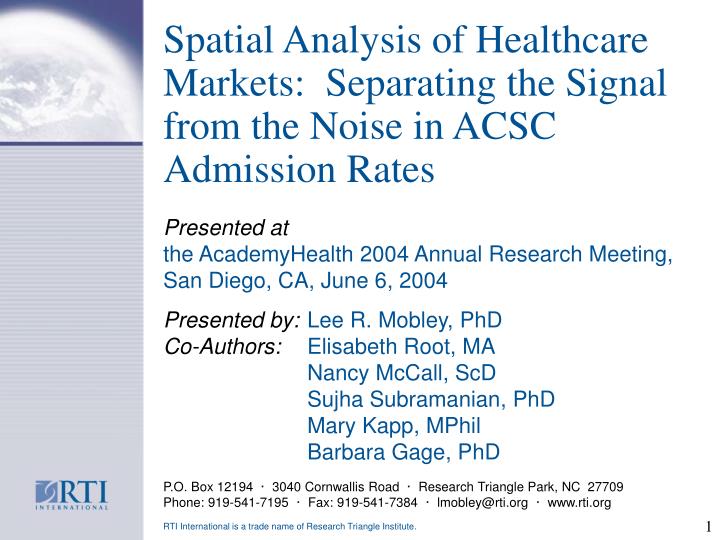 spatial analysis of healthcare markets separating the signal from the noise in acsc admission rates