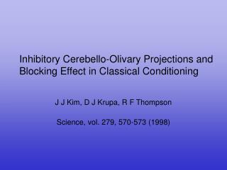 Inhibitory Cerebello-Olivary Projections and Blocking Effect in Classical Conditioning